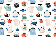 Teapots, kettles seamless patterns, a Pattern Graphic by Good Studio (Thumbnail 3 of 5)