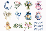 Chinoiserie Preppy Birthday Clipart, an Illustration by Design Market (Thumbnail 2 of 6)