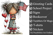 Whimsical 4th of July Little Girl, a Seasonal Illustration by Canvas Craft (Thumbnail 3 of 7)