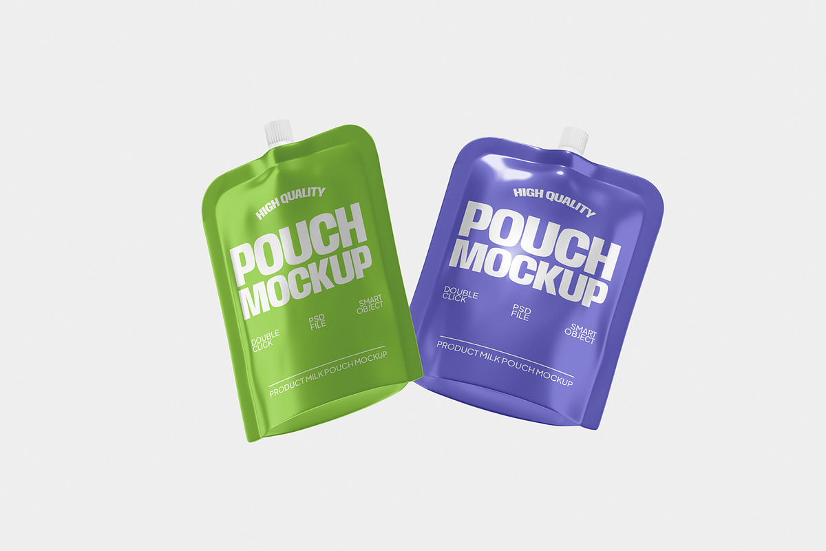 Milk Pouch Mockup, a Packaging Mockup by Unerispace (Photo 2 of 5)