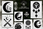Mystical linocut boho. Celestial set, a Background Graphic by KomannaArt (Thumbnail 5 of 12)