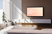 Modern TV Mock Up at Living Room, a Household Mockup by Daniel Megias (Thumbnail 1 of 2)
