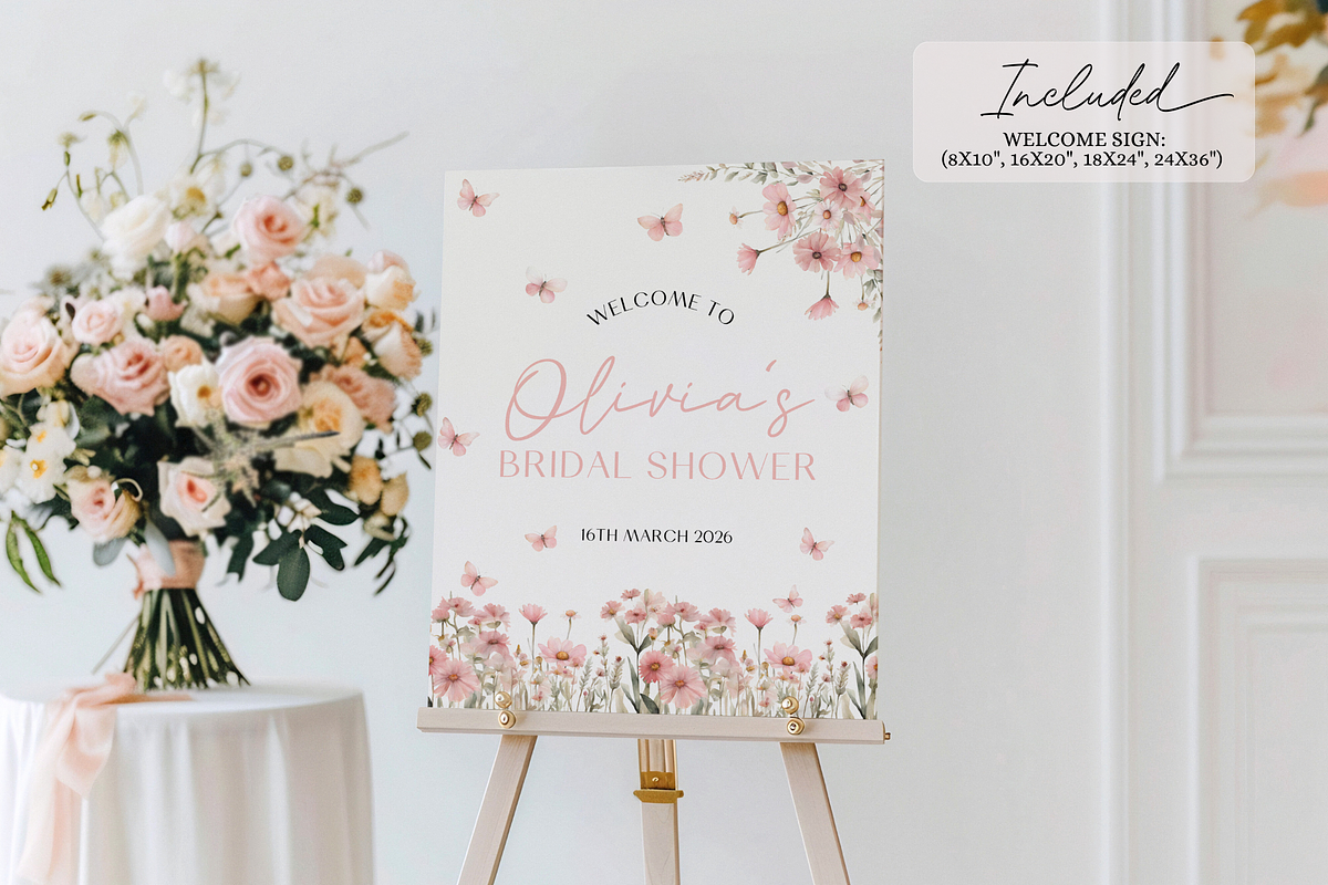 Butterfly Bridal Welcome Sign, an Invitation Template by Digital_Mind (Photo 2 of 6)
