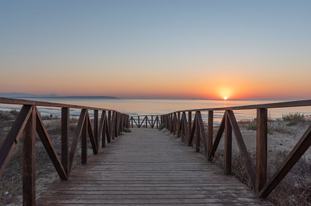 Sunrise on the wooden boardwalks
