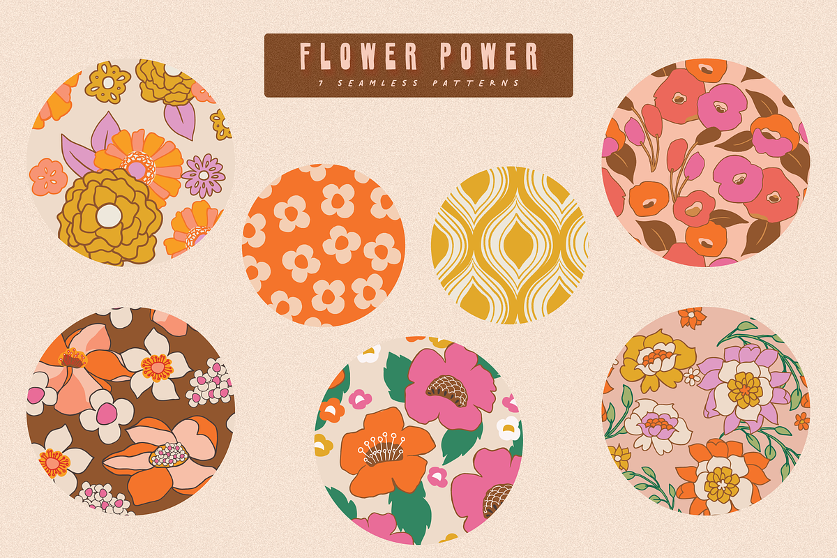 70s RETRO FLORAL PATTERN SET, a Pattern Graphic by Lauren Lesley Studio (Photo 8 of 16)