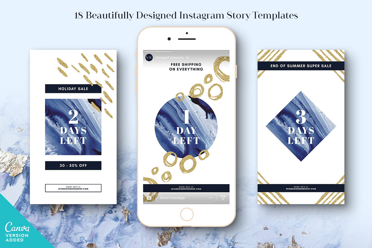 INDIGO Instagram Story Templates, a Social Media Template by Vintage To Vectors (Photo 2 of 9)