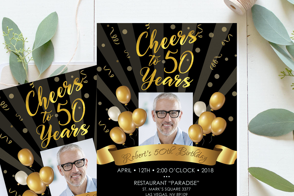 50th Birthday Invitation Black Gold, an Invitation Template by DreamsClipArt (Photo 2 of 4)