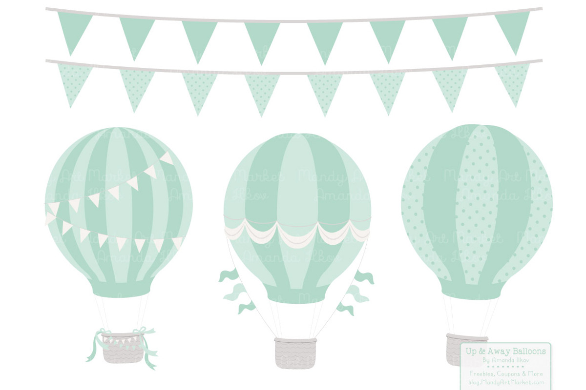 Mint Green Hot Air Balloons, an Illustration by Amanda Ilkov (Photo 3 of 5)