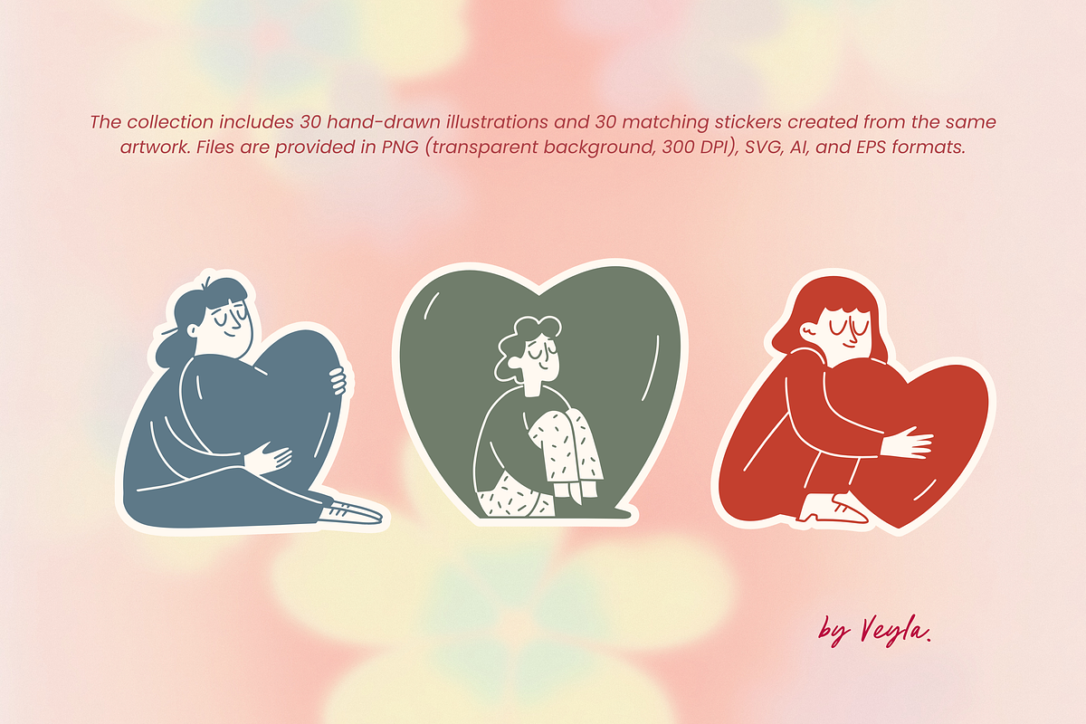 People in Love: Hand-Drawn Line Art, a Person Illustration by Veyla (Photo 8 of 12)