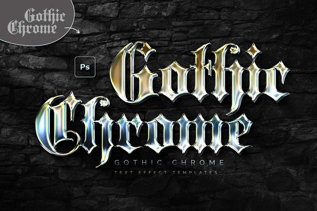 Gothic Chrome Text Effects, a Layer Style Add-On by Andrew Skoch Design (Photo 3 of 8)