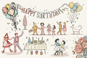 Birthday Cartoonish Style VectorPack