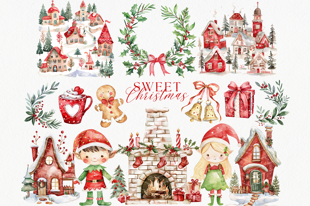 Sweet Christmas Clipart Bundle, a Seasonal Illustration by ClipArtCharm (Photo 3 of 6)