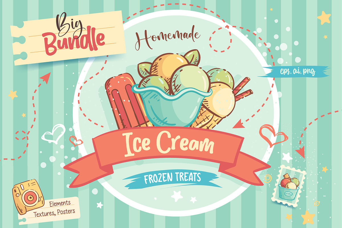 Retro Ice Cream Bundle, a Food Illustration by Nearbirds (Photo 1 of 12)