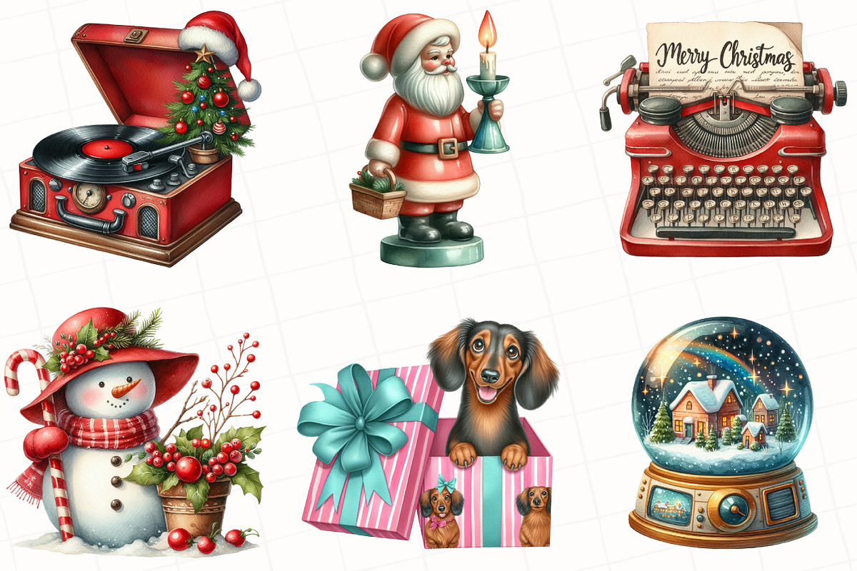 Retro Christmas Clipart, an Illustration by OK Design (Photo 4 of 5)