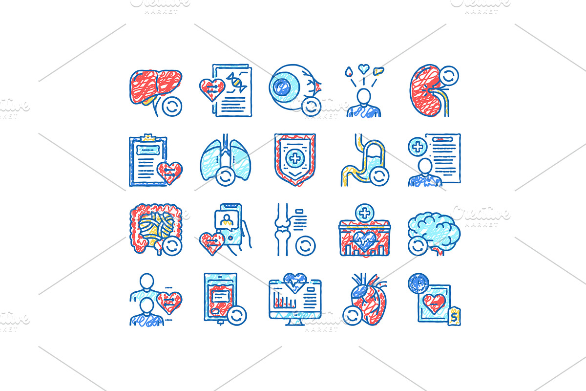 Organ Donation Medical set Icons, an Object Illustration by pikepicture