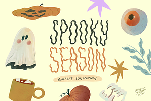 Spooky Season Gouache Illustrations