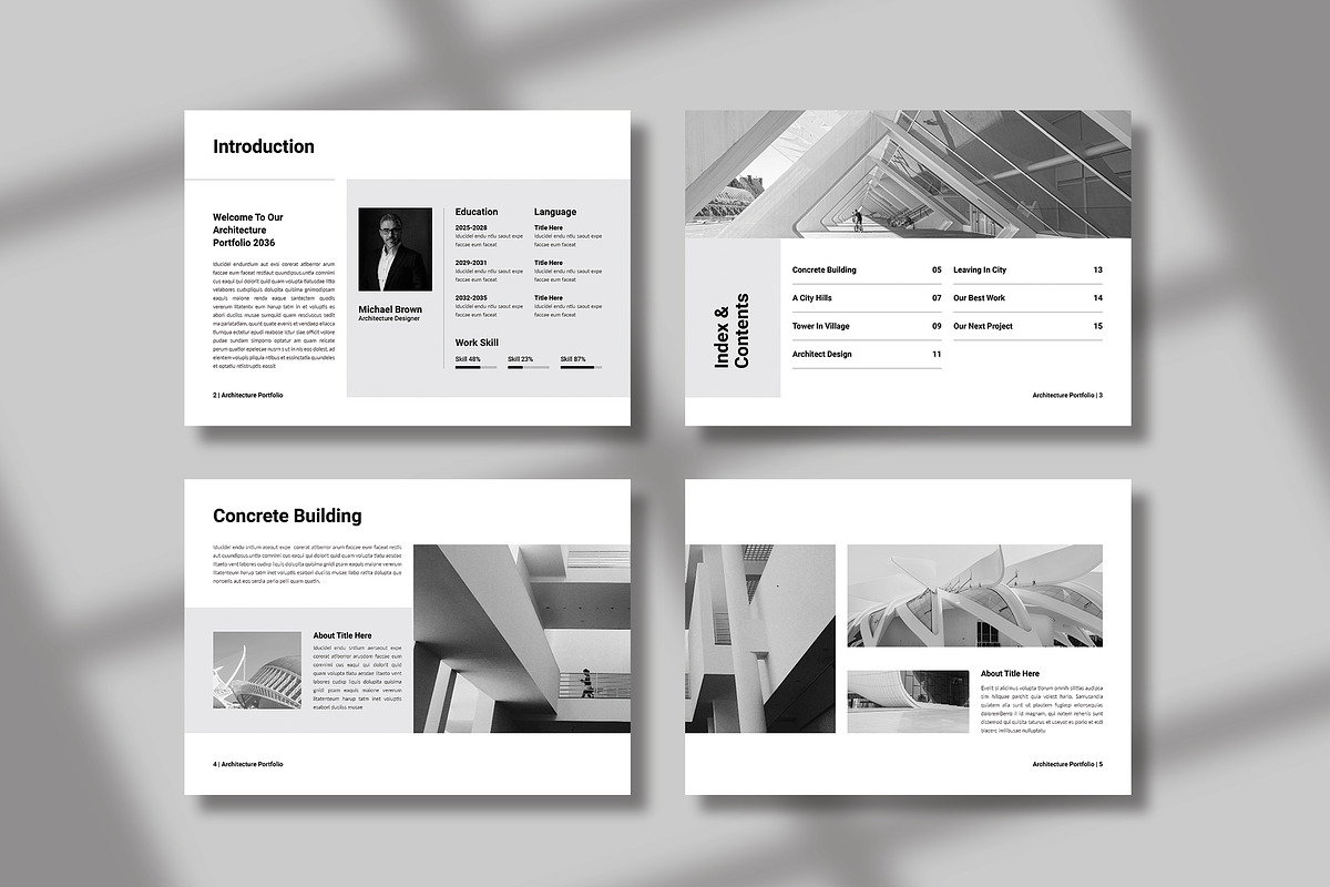 Architecture Portfolio Template, a Brochure Template by Spark_Creative (Photo 2 of 7)