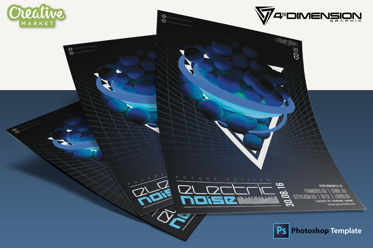 Electric Noise Flyer Template, a Flyer Template by Ravi Rajcoomar (Photo 3 of 3)
