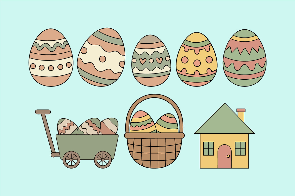 Cute Easter Sunday Doodle Set, an Illustration by T-shirt Pond (Photo 3 of 4)