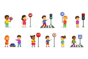 Kids traffic rules. School children, an Object Illustration by Stock-Smart-Start