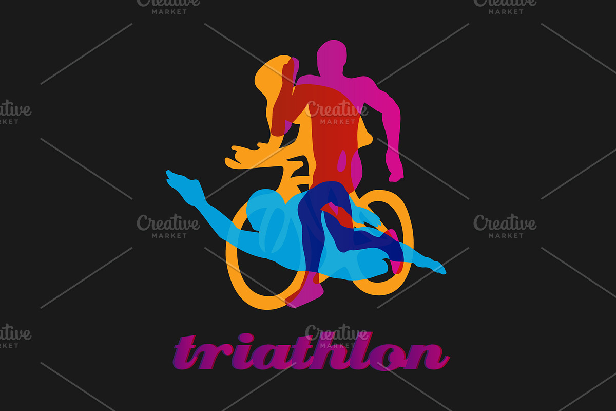 Triathlon logo. Figures triathletes, a Healthcare Illustration by Kluva's Wavy Silhouettes (Photo 1 of 3)