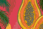 Tropical Cockatoo Palm Papaya, a Pattern Graphic by NayaChu (Thumbnail 5 of 9)
