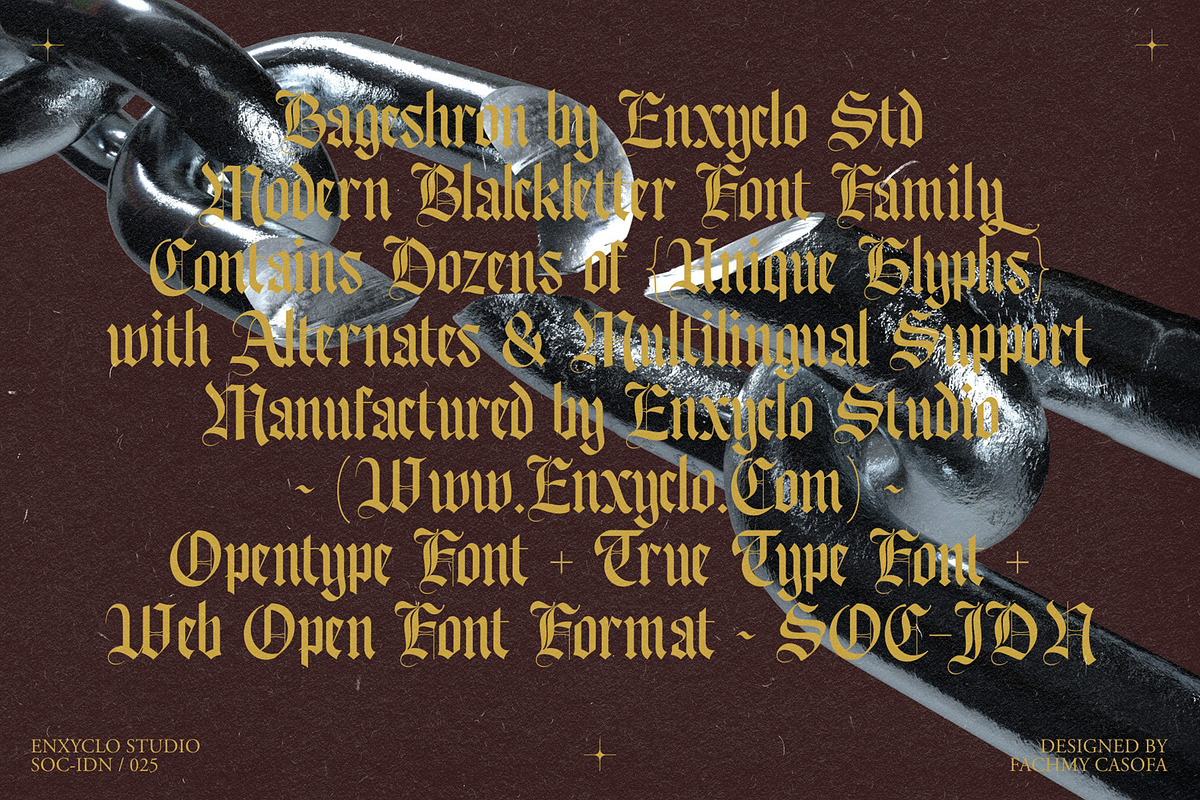 Bageshron Blackletter Font Family, a Blackletter Font by Enxyclo Studio (Photo 3 of 27)
