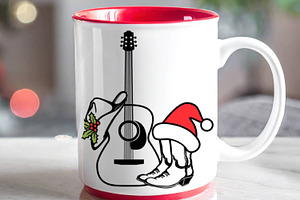 Christmas Country Music Guitar Svg