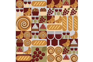 Geometric mosaic for bakery design, an Illustration by art PVP - market