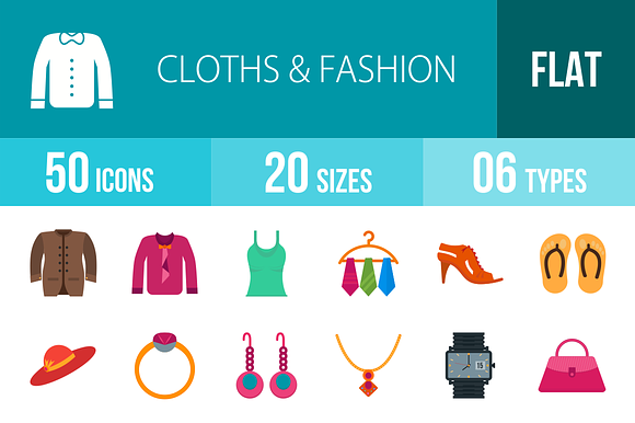 50 Clothes & Fashion Flat Multicolor preview 4