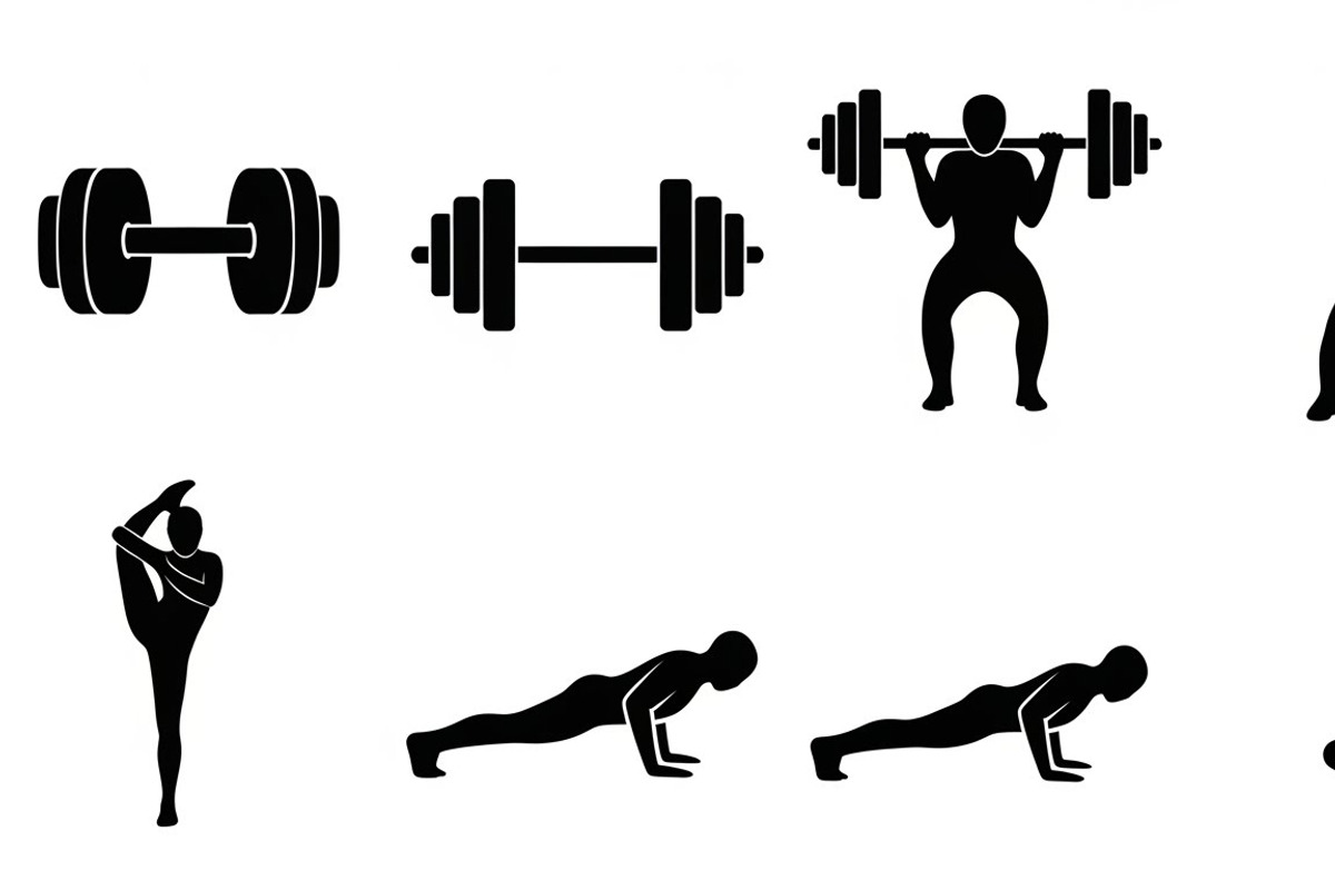 Fitness Workout Silhouette Icon Set, an Illustration by musafir_fashion (Photo 7 of 51)