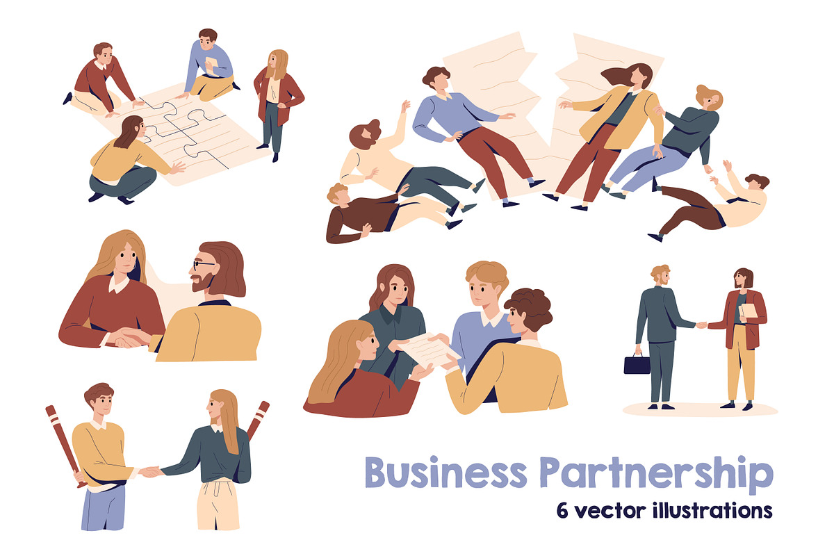 Business partnership concept set, a Work Illustration by Good Studio (Photo 1 of 7)