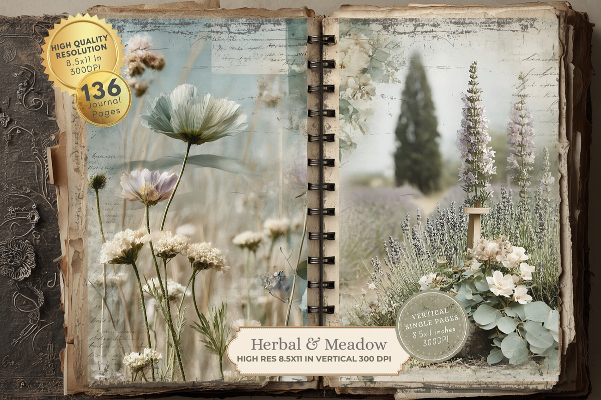 Herbal Meadow Garden Junk Journals, a Decorative Illustration by Nicole Branger Art (Photo 5 of 15)