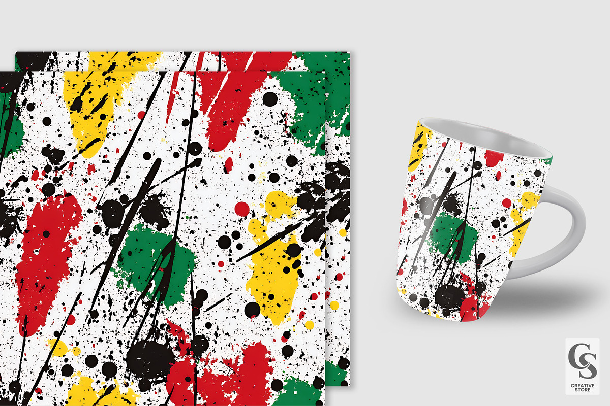 Juneteenth Paint Splatter Pattern, a Pattern Graphic by Creative Store (Photo 2 of 5)