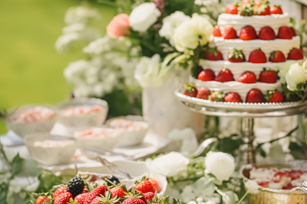 Strawberry dessert buffet table, food catering for wedding, part, a Food & Drink Photo by Anneleven