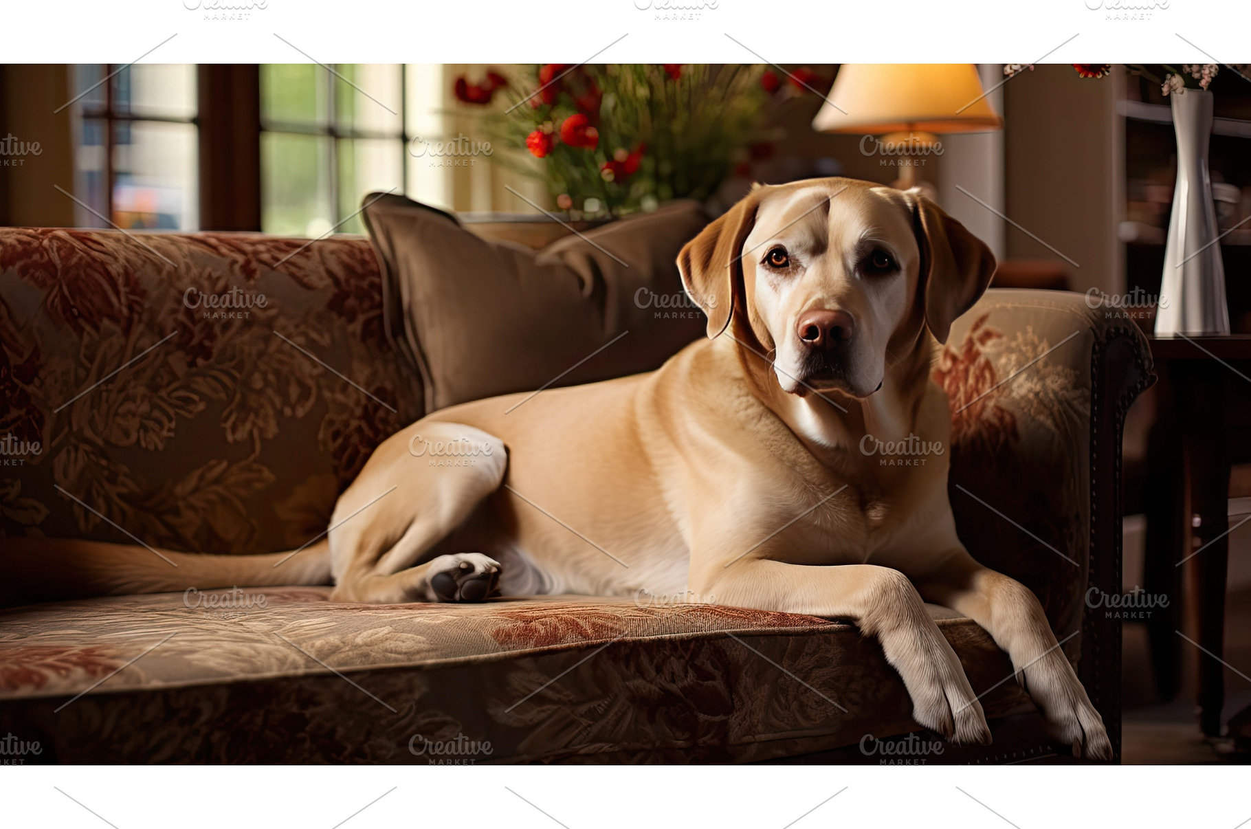 pet dog in living room ai generated, an Animal Photo by pikepicture