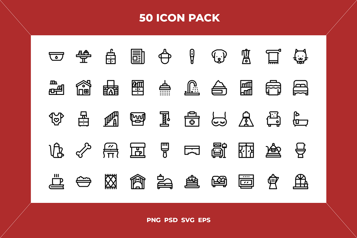 Home and living icons, an Outline Icon by Wencory (Photo 1 of 2)