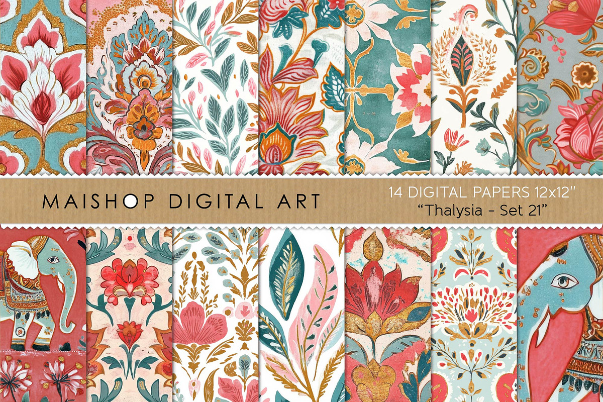 Boho Indian Style Seamless Designs, a Texture Graphic by Maishop (Photo 1 of 3)