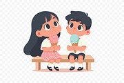 Boy and Girl Enjoying Ice Cream, a Person Illustration by Partikusi Design (Thumbnail 3 of 3)