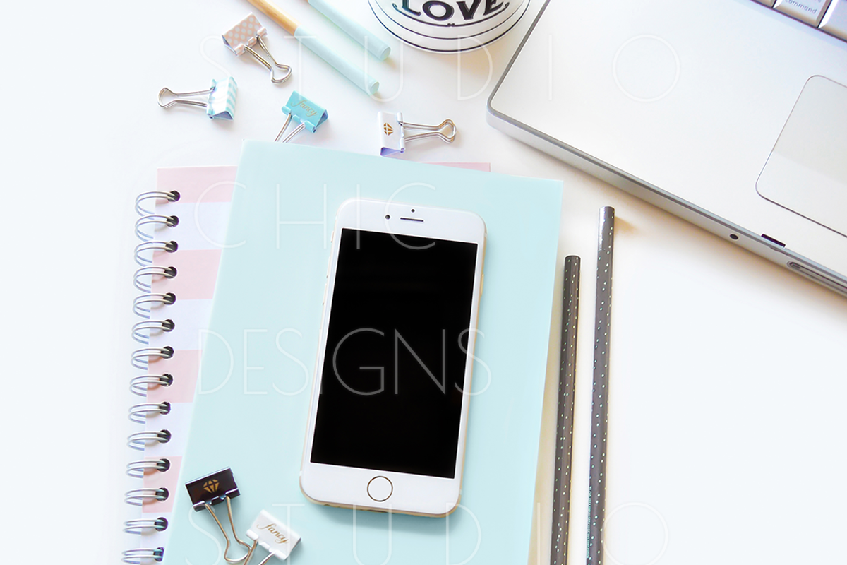 Feminine Stock Image with iPhone, an iPhone Mockup by Studio Chic Designs