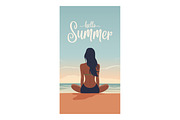 Girl Watching Sunset by the Sea., a Person Illustration by Gomolach (Thumbnail 2 of 5)
