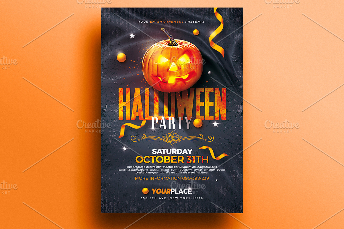 Halloween Party Flyer Template, a Flyer Template by Rome B Creation (Photo 2 of 2)