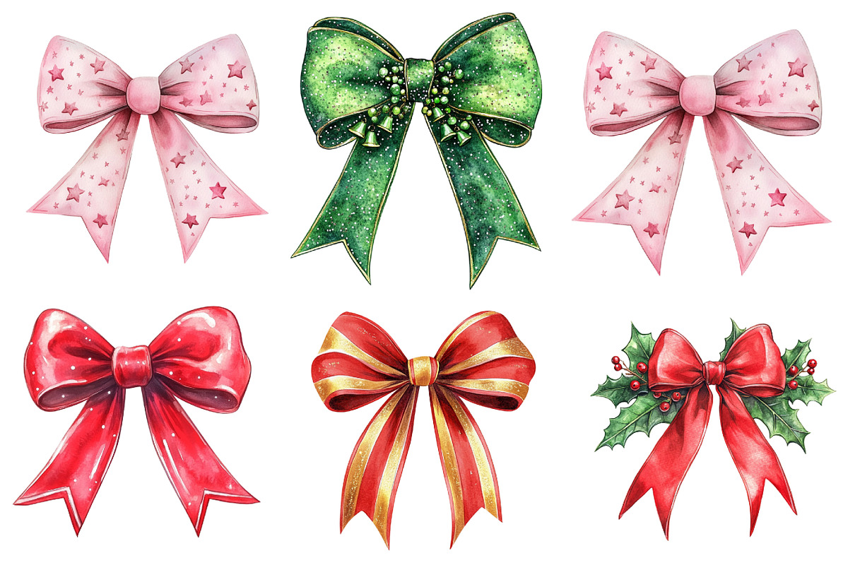 Christmas Coquette Bows PNG, Bow, an Illustration by DreamArtGraphic (Photo 4 of 5)