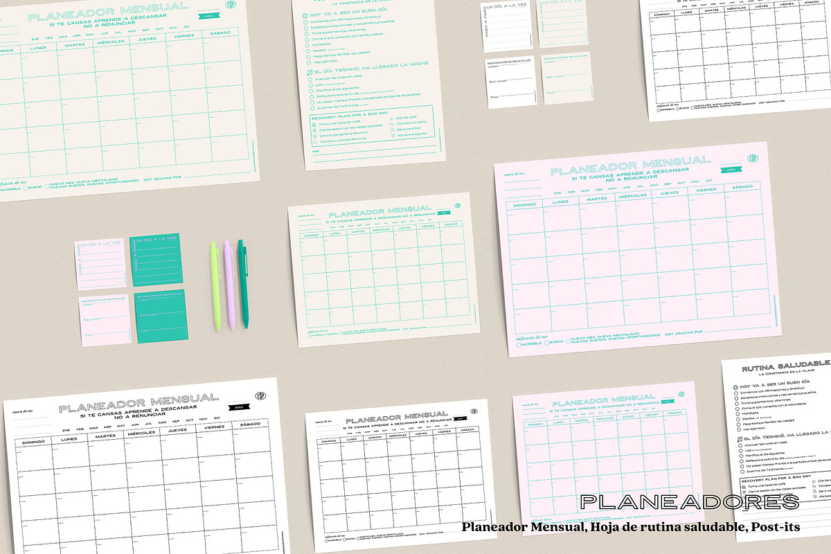 PLANEADOR MENSUAL_Set, a Stationery Template by GoodNess Graphics (Photo 4 of 8)