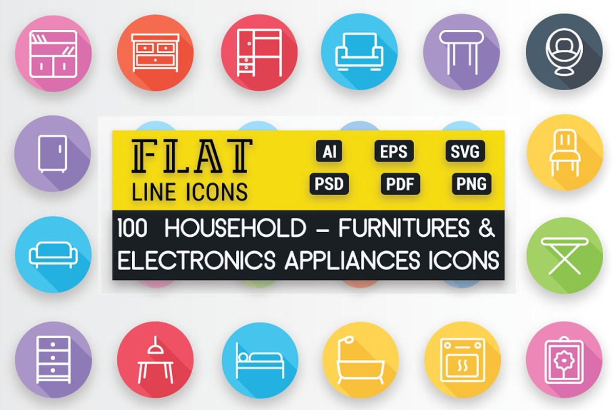 Home Appliances and Furniture Icons, an Outline Icon by FlatLineIcons (Photo 2 of 7)