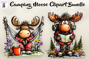 Camping Moose Clipart Bundle, a Seasonal Illustration by CreationArt (Thumbnail 1 of 7)
