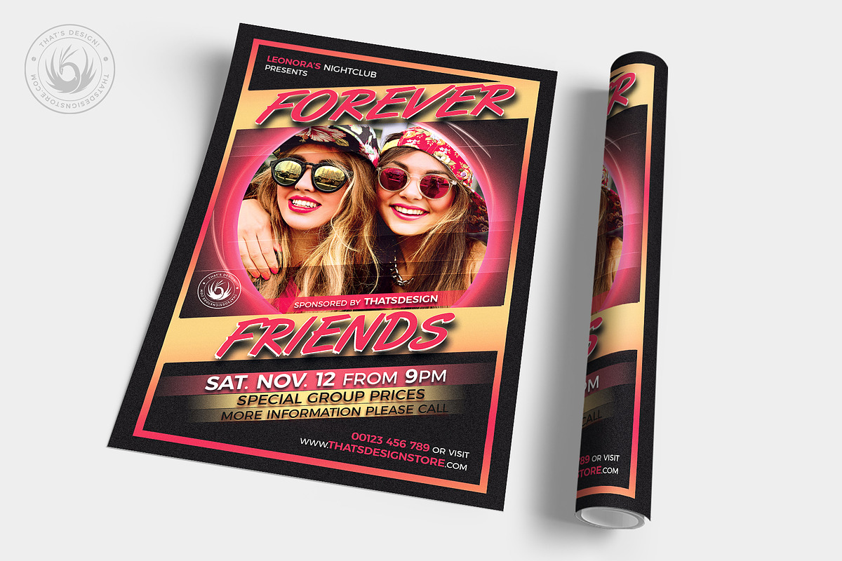 Forever Friends Flyer Template, a Flyer Template by ThatsDesignArt (Photo 5 of 7)