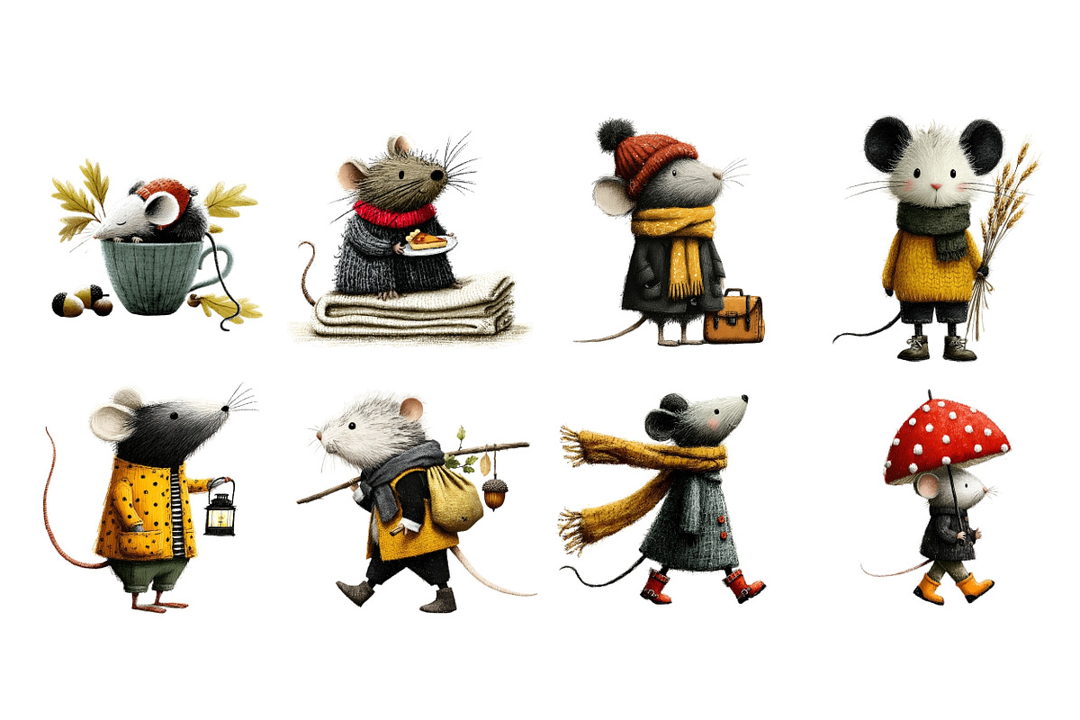 Autumn Mouse PNG Clipart Bundle, a Seasonal Illustration by Nicolle's Colorful Art (Photo 5 of 5)