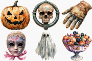 Watercolor Antique Halloween Clipart, an Illustration by Canvas Craft (Thumbnail 3 of 7)