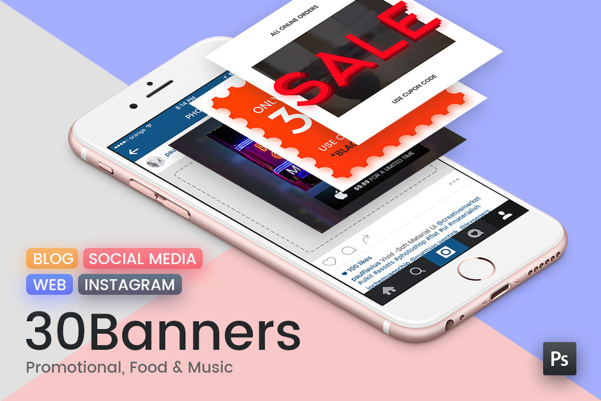 30 Banners Promotional, Food & Music, a Templates & Theme by The UI Shop (Photo 2 of 3)